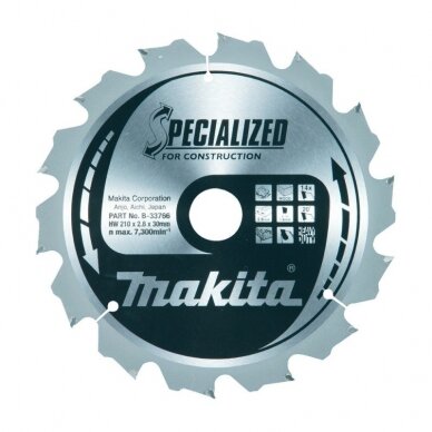 Medžio pjovimo diskas MAKITA 210x30x2,8mm 14T Medžio pjovimo diskas MAKITA 210x30x2,8mm 14T