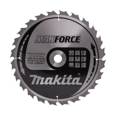 Medžio pjovimo diskas MAKITA 5143R 355x30x3mm 24T 20° Medžio pjovimo diskas MAKITA 5143R 355x30x3mm 24T 20°