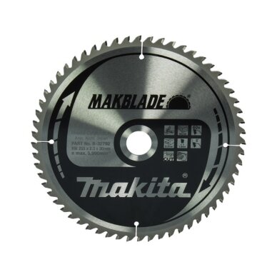 Medžio pjovimo diskas MAKITA Makblade 255x30x2,3mm 60T 5° Medžio pjovimo diskas MAKITA Makblade 255x30x2,3mm 60T 5°