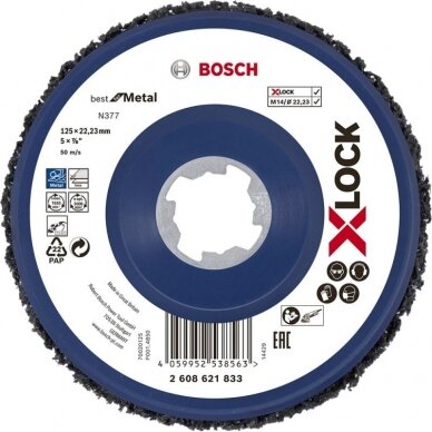 Metalo paviršių valymo diskas BOSCH N377 Metal X-Lock 125mm Metalo paviršių valymo diskas BOSCH N377 Metal X-Lock 125mm