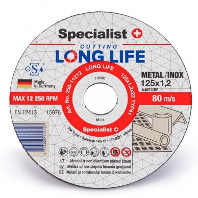 Metalo pj.diskas LONG LIFE 125x1,2x22 mm