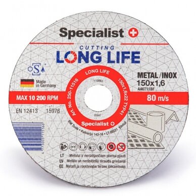Metalo pj.diskas LONG LIFE 150x1,6x22 mm