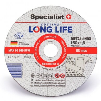 Metalo pj.diskas LONG LIFE 150x1,6x22 mm Metalo pj.diskas LONG LIFE 150x1,6x22 mm