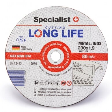 Metalo pj.diskas LONG LIFE 230x1,9x22 mm Metalo pj.diskas LONG LIFE 230x1,9x22 mm