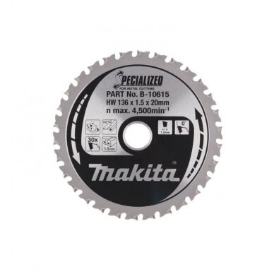 Metalo pjovimo diskas MAKITA 136x20x1,5 30T, 0°, DCS550 Metalo pjovimo diskas MAKITA 136x20x1,5 30T, 0°, DCS550