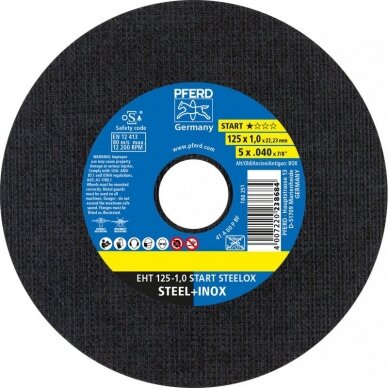 Metalo pjovimo diskas PFERD EHT125-1,0 Steelox Metalo pjovimo diskas PFERD EHT125-1,0 Steelox