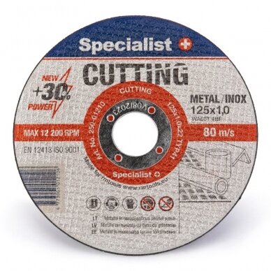 Metalo pjovimo diskas Specialist+ 125x1x22 mm 10 vnt. 1