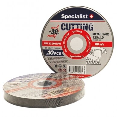 Metalo pjovimo diskas Specialist+ 125x1x22 mm 10 vnt. Metalo pjovimo diskas Specialist+ 125x1x22 mm 10 vnt.