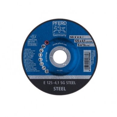 Metalo šlifavimo diskas Ø125x4x22mm E125-4 A24 R SG šlifavimo diskas PFERD 1 Metalo šlifavimo diskas Ø125x4x22mm E125-4 A24 R SG šlifavimo diskas PFERD 1