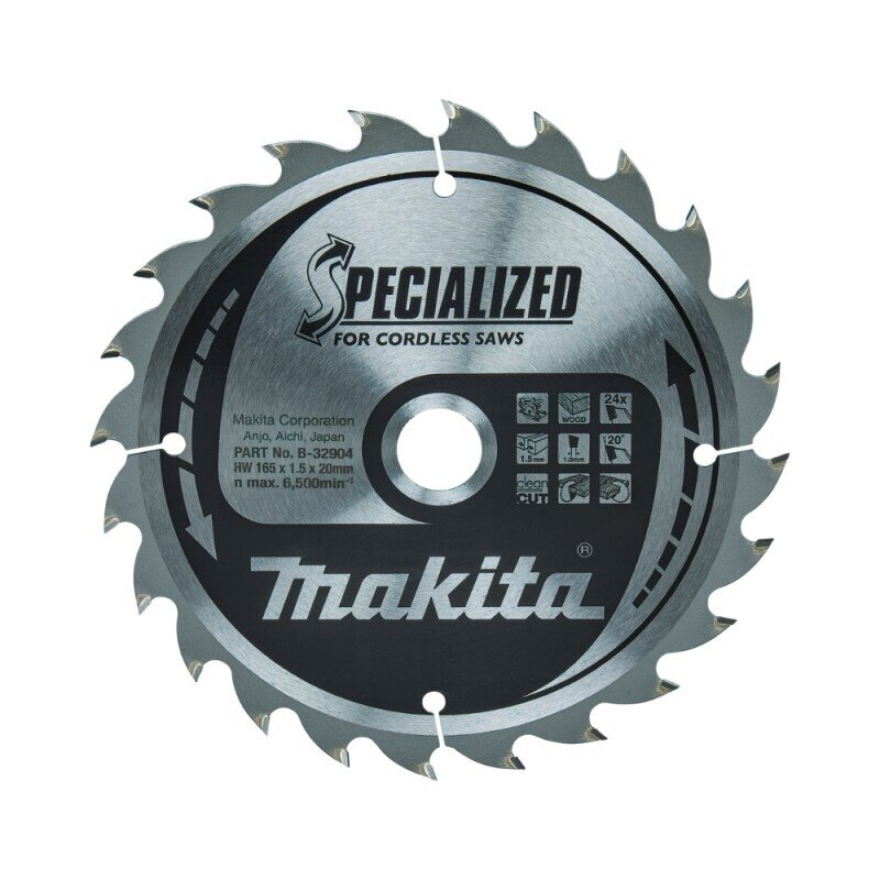 Medžio pjovimo diskas MAKITA 165x20x1,5 24T 20° Medžio pjovimo diskas MAKITA 165x20x1,5 24T 20°