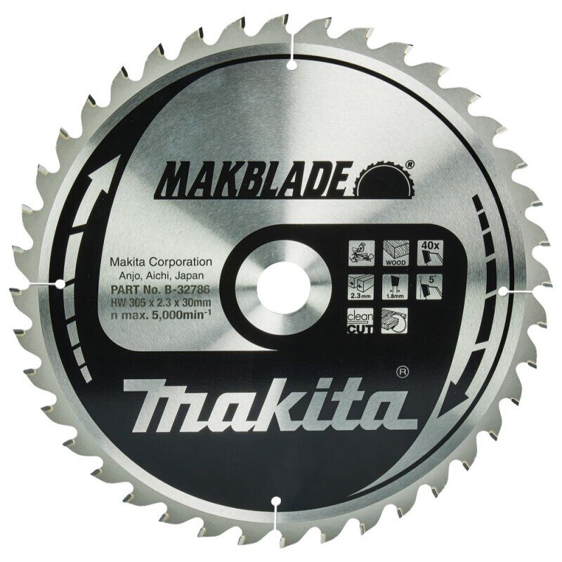Medžio pjovimo diskas MAKITA 40T 5° 305x30x2,3mm Medžio pjovimo diskas MAKITA 40T 5° 305x30x2,3mm