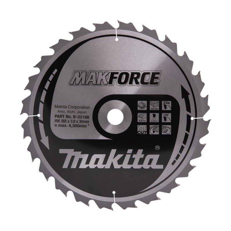 Medžio pjovimo diskas MAKITA 5143R 355x30x3mm 24T 20° Medžio pjovimo diskas MAKITA 5143R 355x30x3mm 24T 20°