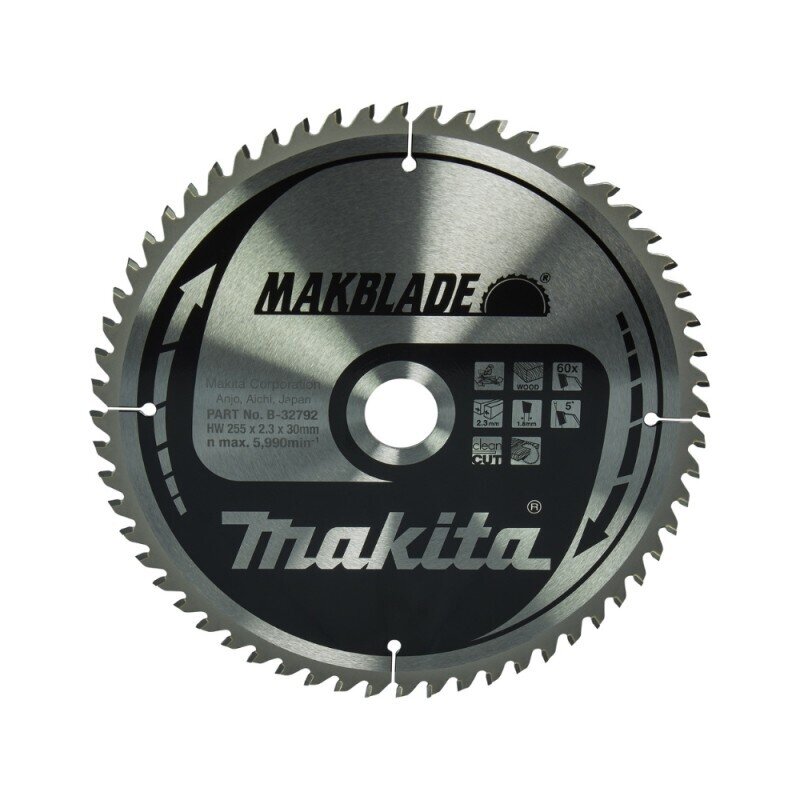 Medžio pjovimo diskas MAKITA Makblade 255x30x2,3mm 60T 5° Medžio pjovimo diskas MAKITA Makblade 255x30x2,3mm 60T 5°