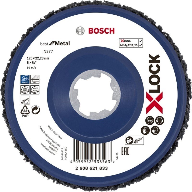 Metalo paviršių valymo diskas BOSCH N377 Metal X-Lock 125mm Metalo paviršių valymo diskas BOSCH N377 Metal X-Lock 125mm