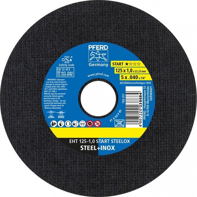Metalo pjovimo diskas PFERD EHT125-1,0 Steelox Metalo pjovimo diskas PFERD EHT125-1,0 Steelox