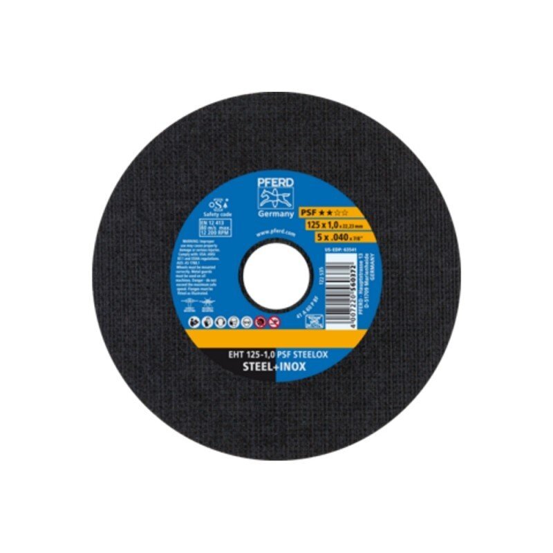 Metalo pjovimo diskų rinkinys PFERD EHT Ø125x1,0mm A60 P PSF-INOX su priedu 1 Metalo pjovimo diskų rinkinys PFERD EHT Ø125x1,0mm A60 P PSF-INOX su priedu 1