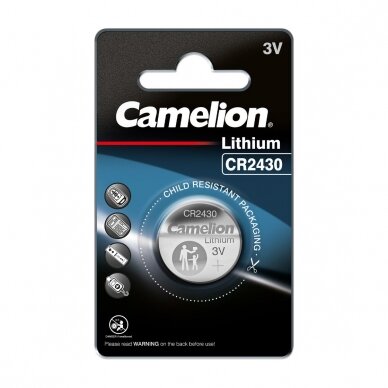 Mikro ličio elementas CR2430, 3V, CAMELION 1 vnt. Mikro ličio elementas CR2430, 3V, CAMELION 1 vnt.