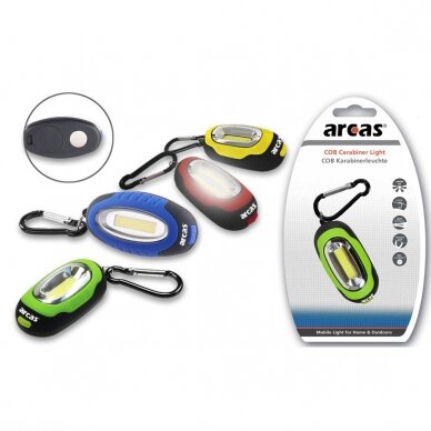 Mini žibintuvėlis su karabinu, COB LED + 2xCR2032, ARCAS 1 Mini žibintuvėlis su karabinu, COB LED + 2xCR2032, ARCAS 1