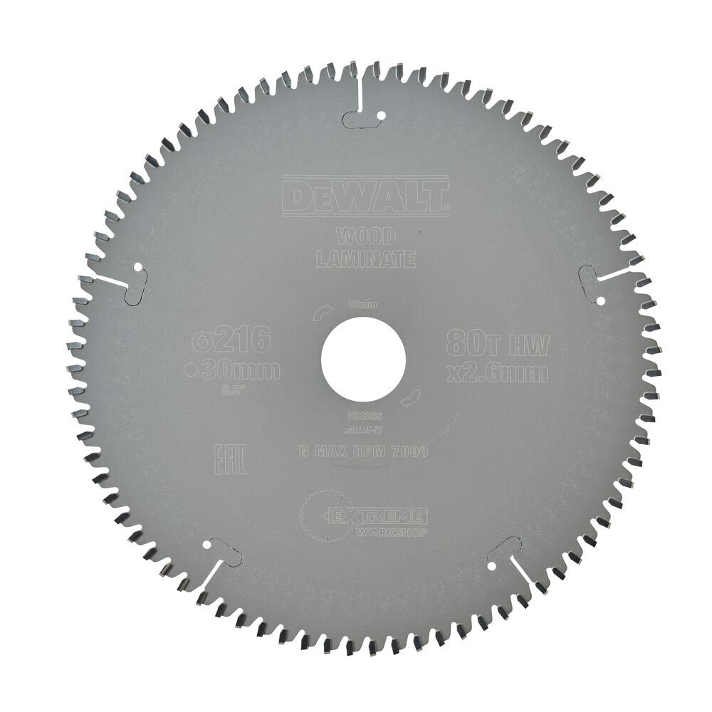 Pjov. diskas medienai DeWalt 216mmx30mm 80T Pjov. diskas medienai DeWalt 216mmx30mm 80T