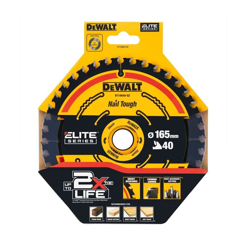 Pjov. diskas medienai DeWalt ELITE CSB 165x20mm 40T 1 Pjov. diskas medienai DeWalt ELITE CSB 165x20mm 40T 1