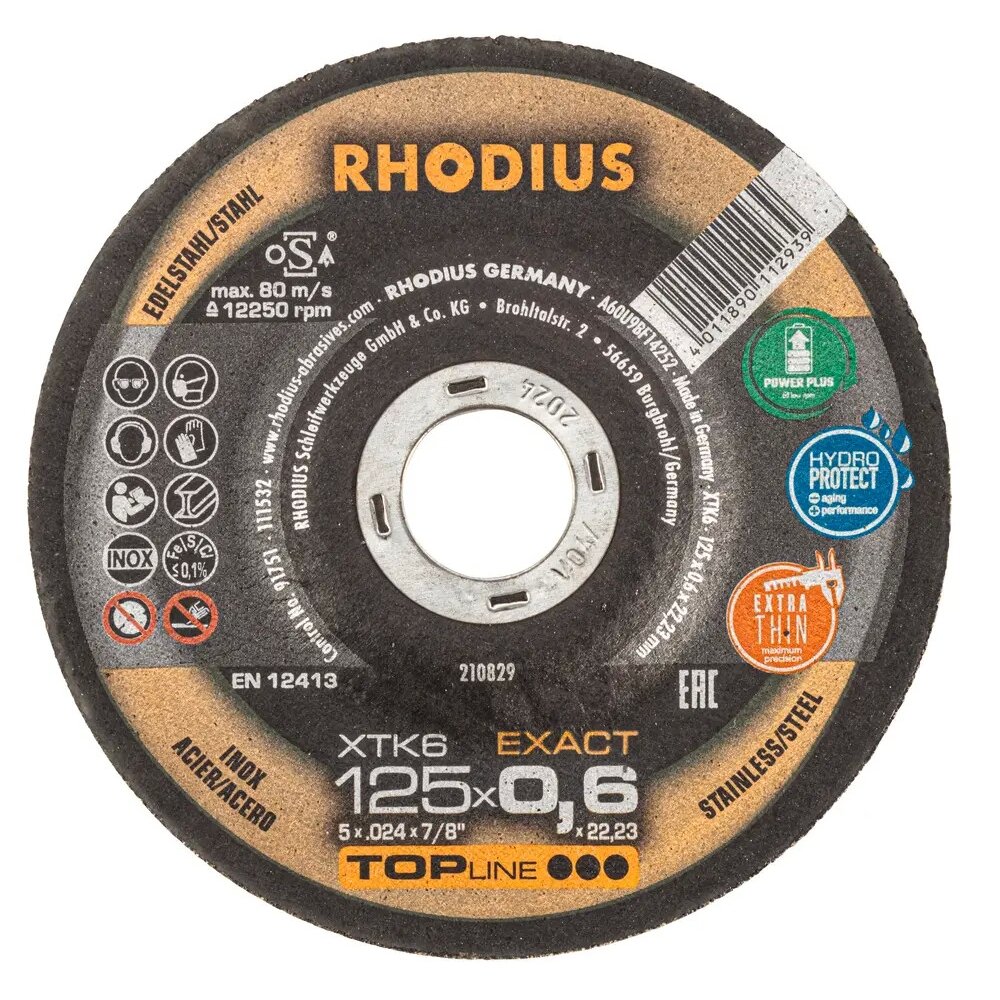 Pjovimo diskas XTK66, 125x0,6x22,23 mm, RHODIUS, 10 vnt