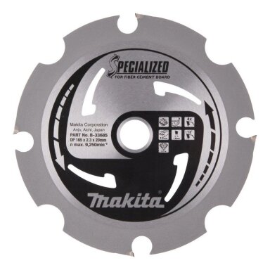 Pjovimo diskas cementinio pluošto medžiagoms MAKITA 165x2,3x20mm 4T 12°