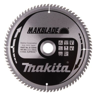 Pjovimo diskas MAKITA 260x2,3x30mm Z80 5°