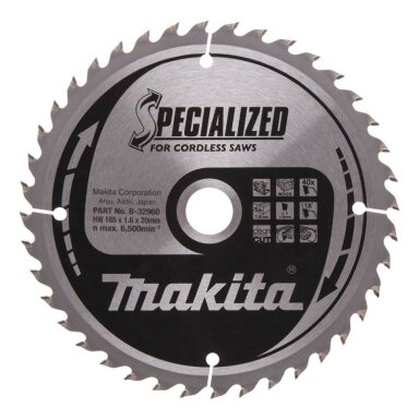 Pjovimo diskas medienai  MAKITA 165x1,6x20 40T 18°