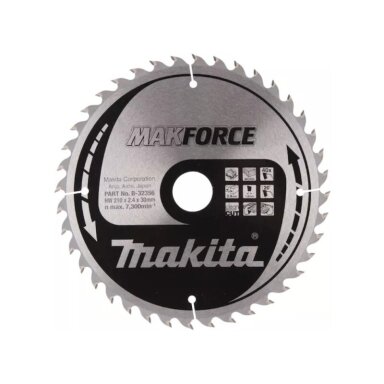 Pjovimo diskas medienai MAKITA 210x30x2,4mm 40T 20°
