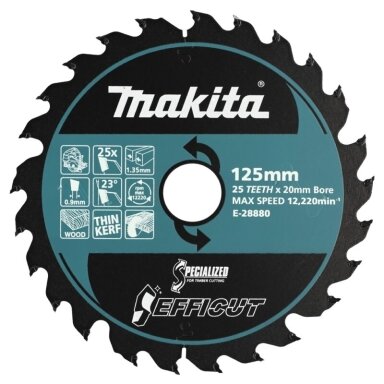 Pjovimo diskas medienai MAKITA Efficut 125x20x1,35mm 25T