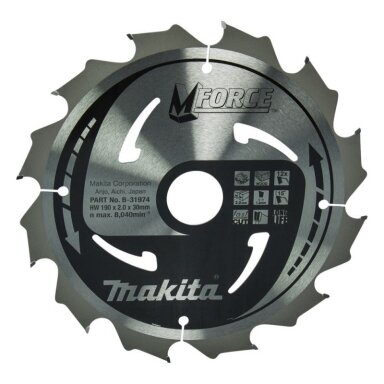 Pjovimo diskas medžiui MAKITA 190x2,0x30mm 12T 15°