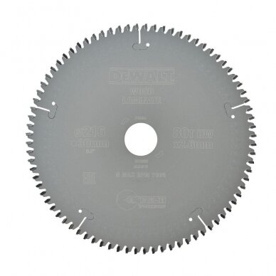 Pjov. diskas medienai DeWalt 216mmx30mm 80T