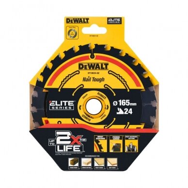 Pjov. diskas medienai DeWalt ELITE CSB 165x20mm 24T 5 Pjov. diskas medienai DeWalt ELITE CSB 165x20mm 24T 5