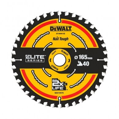 Pjov. diskas medienai DeWalt ELITE CSB 165x20mm 40T Pjov. diskas medienai DeWalt ELITE CSB 165x20mm 40T