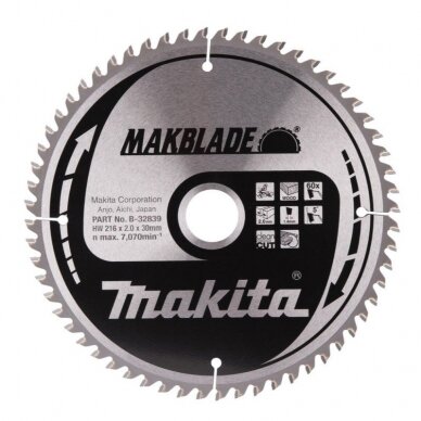 Pjovimo diskas MAKITA 216x2x30mm 60T 5° Pjovimo diskas MAKITA 216x2x30mm 60T 5°