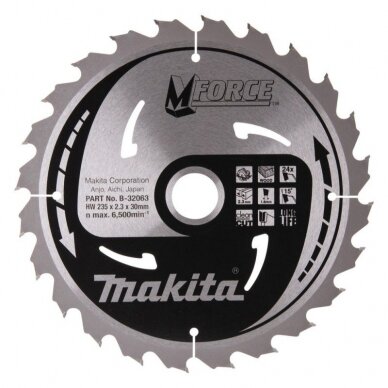 Pjovimo diskas MAKITA 235x2,3x30mm 24T 15° Pjovimo diskas MAKITA 235x2,3x30mm 24T 15°
