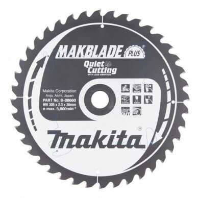 Pjovimo diskas MAKITA Makblade plus 305x30x2,3mm 40T 5° Pjovimo diskas MAKITA Makblade plus 305x30x2,3mm 40T 5°