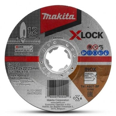 Pjovimo diskas MAKITA X-Lock 125x1,2mm RST Pjovimo diskas MAKITA X-Lock 125x1,2mm RST