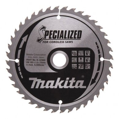 Pjovimo diskas medienai MAKITA 165x1,6x20 40T 18° Pjovimo diskas medienai MAKITA 165x1,6x20 40T 18°