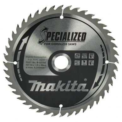 Pjovimo diskas medienai MAKITA 165x20x1,45mm 44T 23° Pjovimo diskas medienai MAKITA 165x20x1,45mm 44T 23°