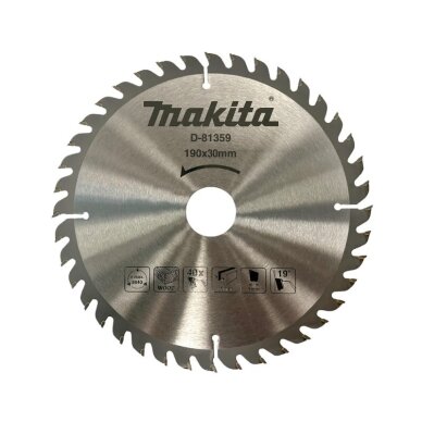 Pjovimo diskas medienai MAKITA 190x30x1,6mm 40T 19° Pjovimo diskas medienai MAKITA 190x30x1,6mm 40T 19°