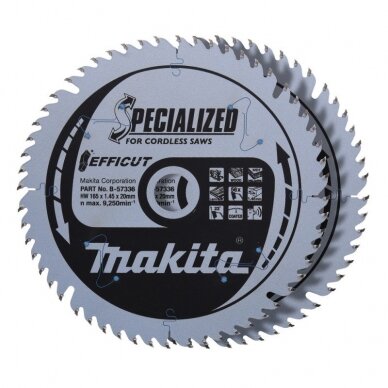 Pjovimo diskas medienai MAKITA Efficut 165x1,45x20mm T56 23°, 2 vnt. Pjovimo diskas medienai MAKITA Efficut 165x1,45x20mm T56 23°, 2 vnt.
