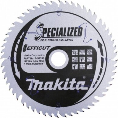 Pjovimo diskas medienai MAKITA Efficut 165x1,45x20mm T56 23°
