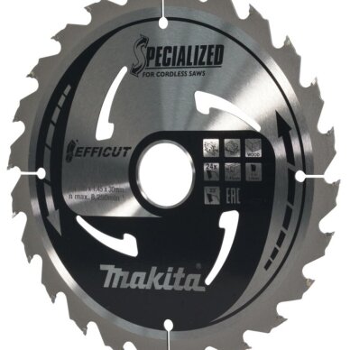 Pjovimo diskas medienai MAKITA Efficut 185x30x1,45mm 24T 1 Pjovimo diskas medienai MAKITA Efficut 185x30x1,45mm 24T 1