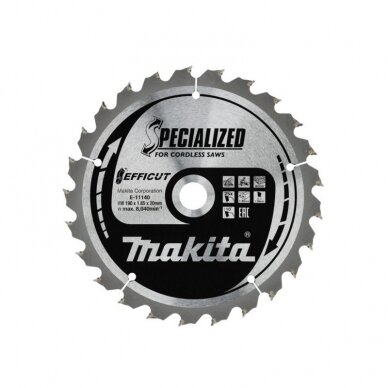Pjovimo diskas medienai MAKITA Efficut 190x20x1,8mm 25T Pjovimo diskas medienai MAKITA Efficut 190x20x1,8mm 25T