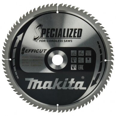 Pjovimo diskas medienai MAKITA Efficut 305x30x2,15mm T80 10° Pjovimo diskas medienai MAKITA Efficut 305x30x2,15mm T80 10°