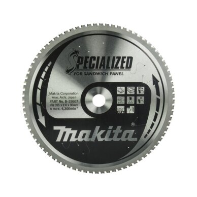 Pjovimo diskas Sandwich tipo plokštėms MAKITA 355x30x2,6mm Z80 Pjovimo diskas Sandwich tipo plokštėms MAKITA 355x30x2,6mm Z80