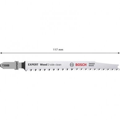 Pjūkleliai BOSCH Expert Wood 2-side clean T 308 B, 5vnt. 1 Pjūkleliai BOSCH Expert Wood 2-side clean T 308 B, 5vnt. 1