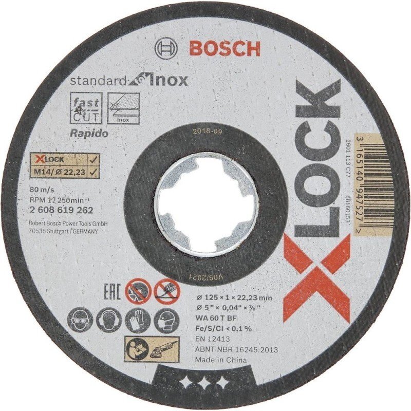 Pjovimo diskai BOSCH 125x1,0mm X-Lock Standart Inox, 10vnt. 2 Pjovimo diskai BOSCH 125x1,0mm X-Lock Standart Inox, 10vnt. 2