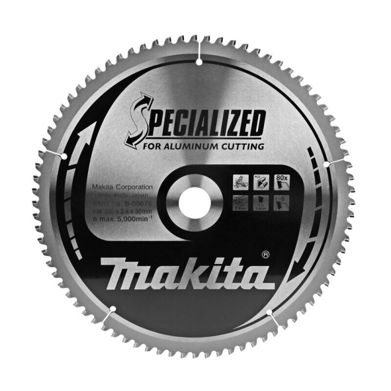 Pjovimo diskas aliuminiui MAKITA 305x30x2,4mm T80 -5° Pjovimo diskas aliuminiui MAKITA 305x30x2,4mm T80 -5°